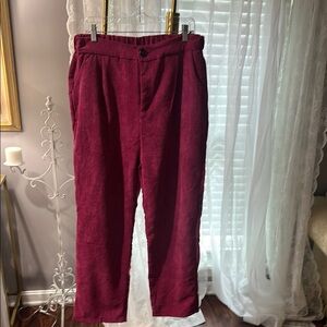 Zenana Outfitters Pink High-Waisted Pleated Trousers